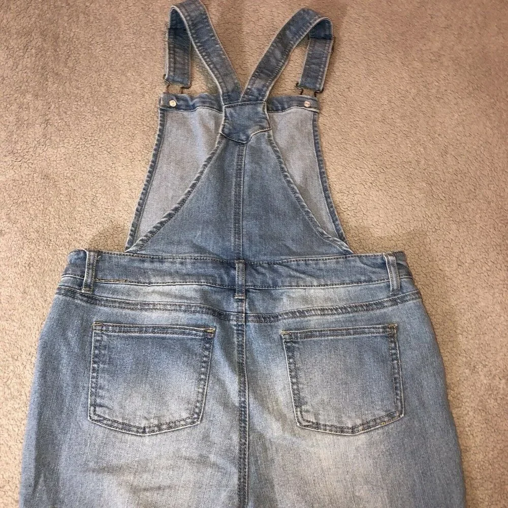 CAT & JACK Girls Embroidered Unicorn Denim Overalls Sz XL 14-16